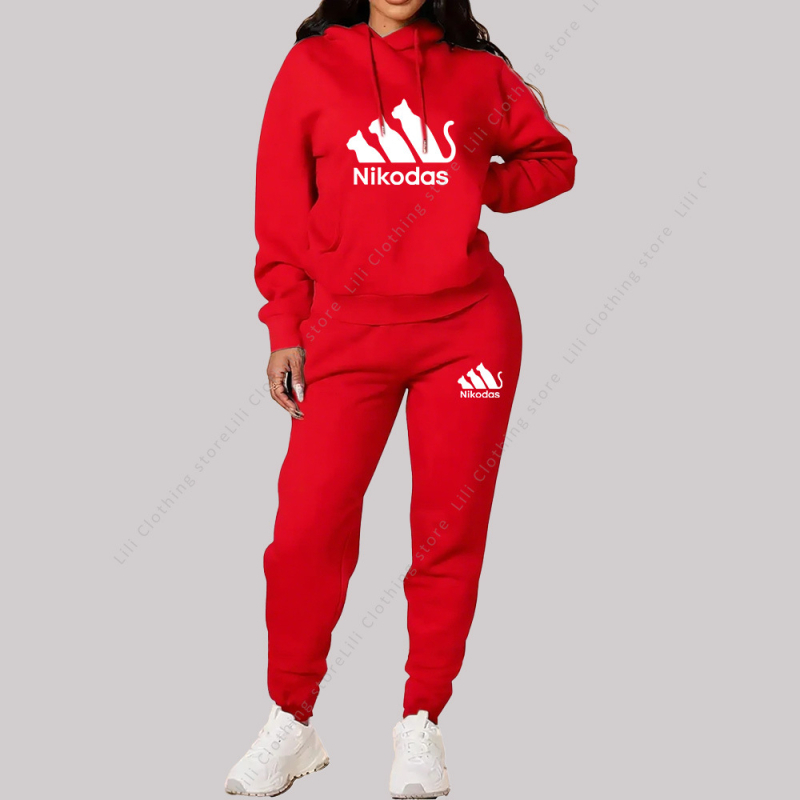 2026 jesen-zima unisex komplet s otiskom, uski kroj, casual nošenje
