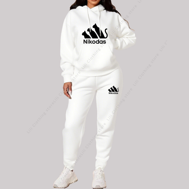 2026 jesen-zima unisex komplet s otiskom, uski kroj, casual nošenje