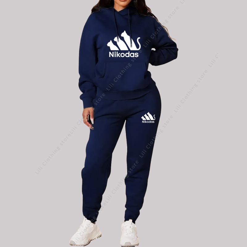 2026 jesen-zima unisex komplet s otiskom, uski kroj, casual nošenje