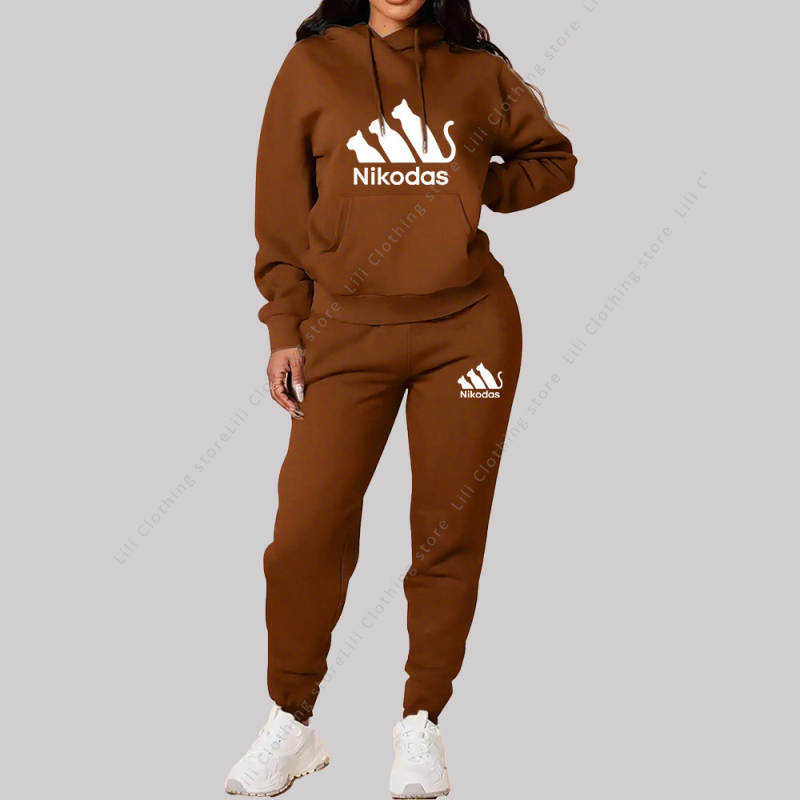 2026 jesen-zima unisex komplet s otiskom, uski kroj, casual nošenje
