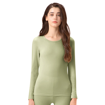 Ženski termalni set s okruglim vratom, dugim rukavima, antibakterijski, visoka elastičnost, fleece podstava, topao, pamuk, tanak