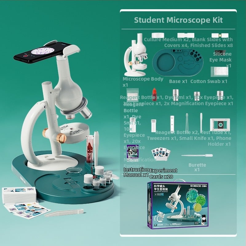 Yigao studentski optički mikroskop, set 100×–1200×, kutija alata za biološke eksperimente