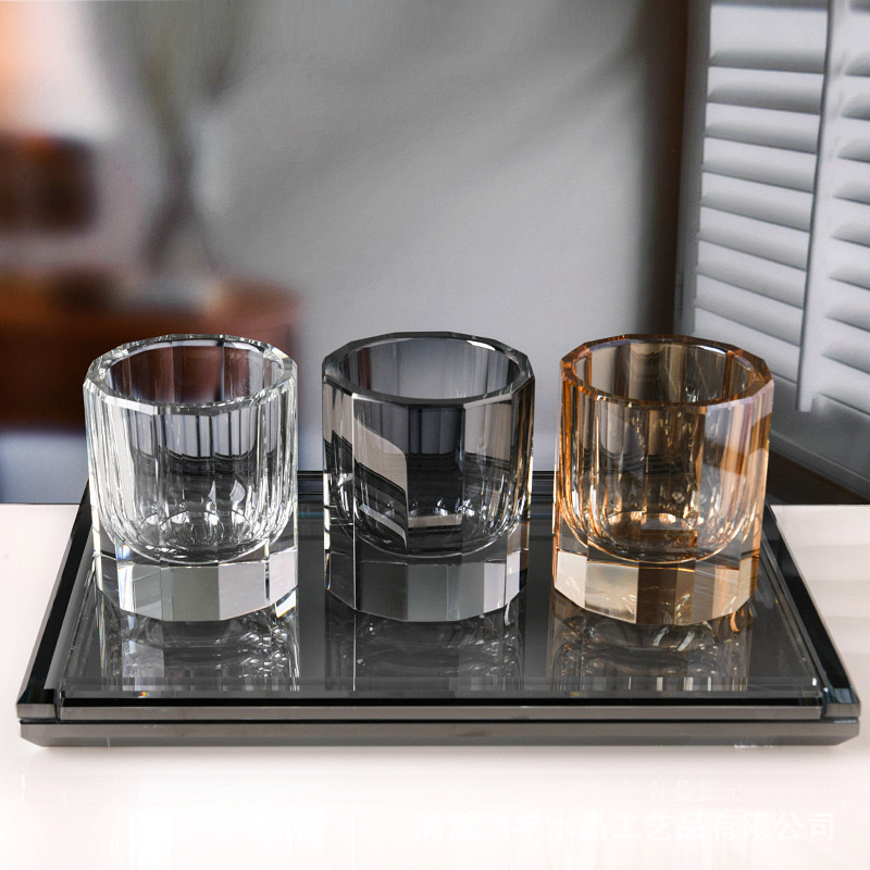 Krištalna čaša za whisky i čašica za pranje u kupaonici, moderni minimalistički stil, visokokvalitetni kristal