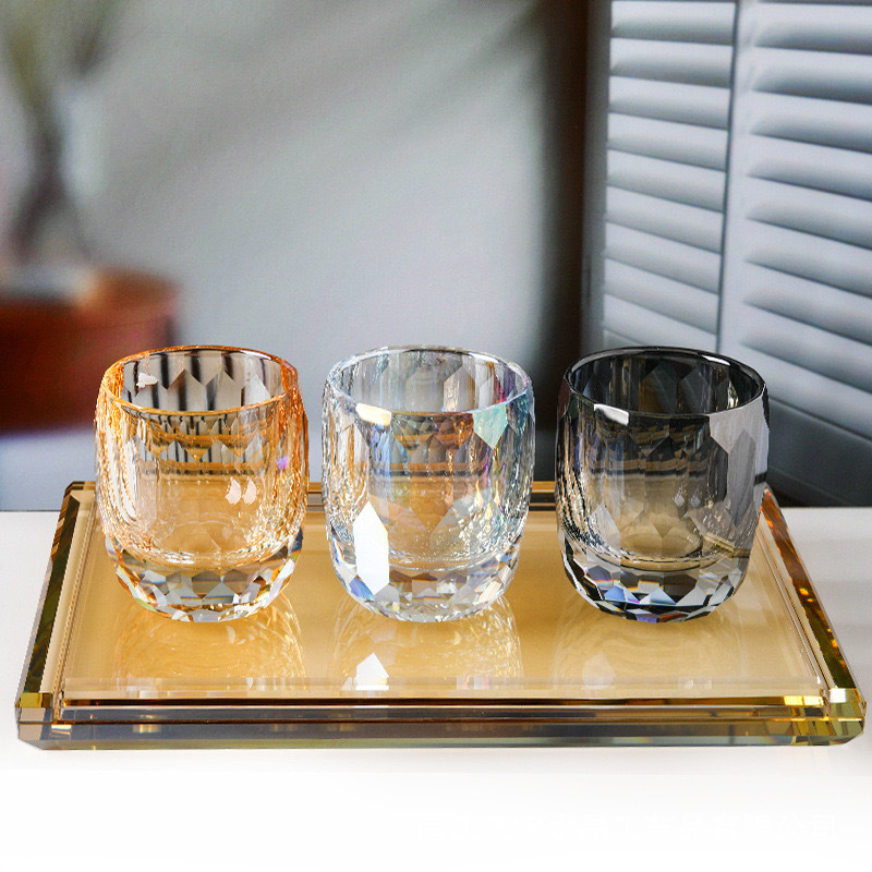 Krištalna čaša za whisky i čašica za pranje u kupaonici, moderni minimalistički stil, visokokvalitetni kristal
