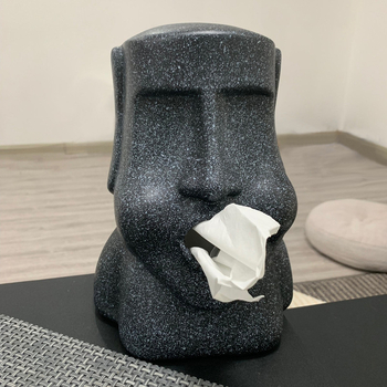 Moai s Otoka Uskrsa – Kreativna kamena kutija za maramice, stolna i dnevna dekoracija s kamernim licem