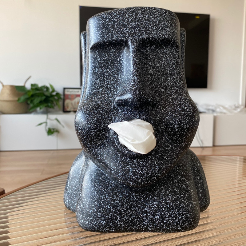 Moai s Otoka Uskrsa – Kreativna kamena kutija za maramice, stolna i dnevna dekoracija s kamernim licem