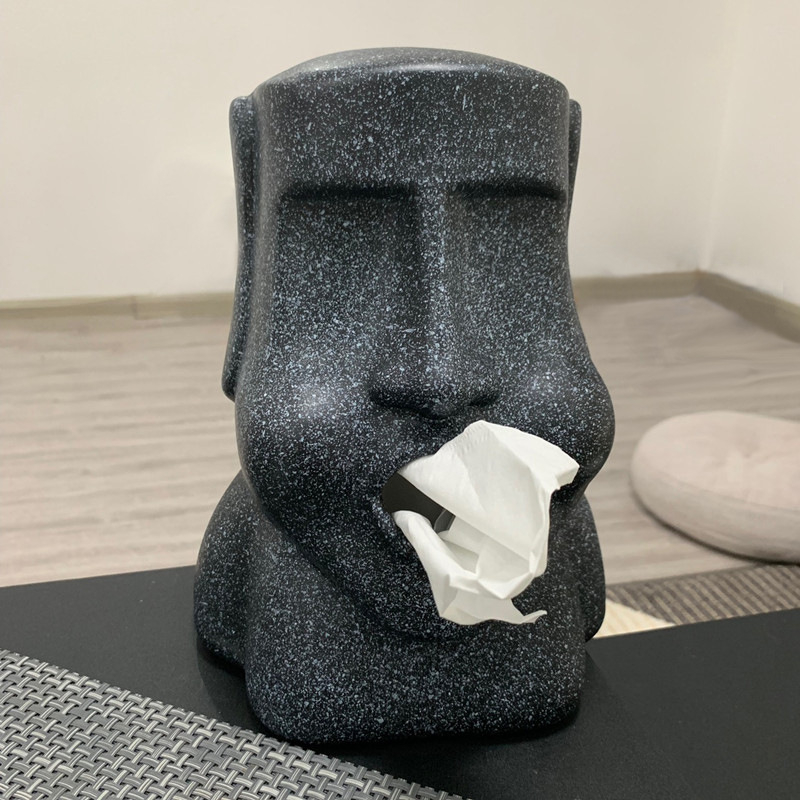 Moai s Otoka Uskrsa – Kreativna kamena kutija za maramice, stolna i dnevna dekoracija s kamernim licem