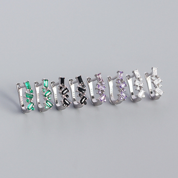 YHE0358 Srebrne naušnice 925, geometrijske U-oblike, mikro pavé cirkon, vintage stil