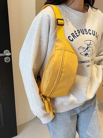 Ženska crossbody torbica u jednom boji, 2026 nova sezona, ulični stil, sportska torba za prsni dio, svestrana svakodnevna torba