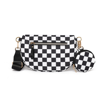 Ženska crossbody torba s kariranim uzorkom, oblik školjke, korejski stil, velika kapaciteta