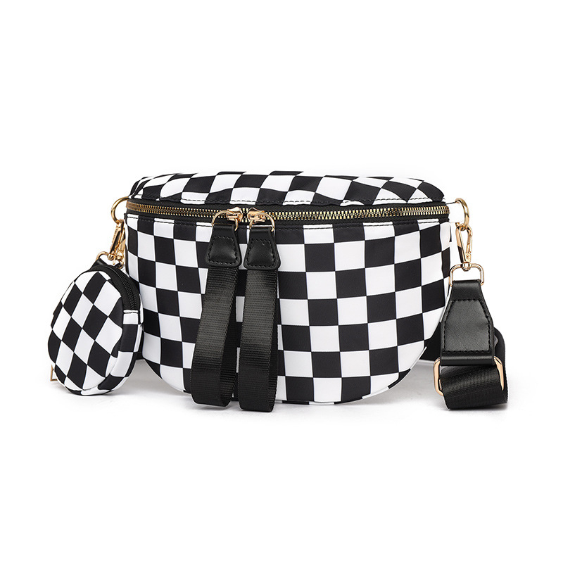 Ženska crossbody torba s kariranim uzorkom, oblik školjke, korejski stil, velika kapaciteta