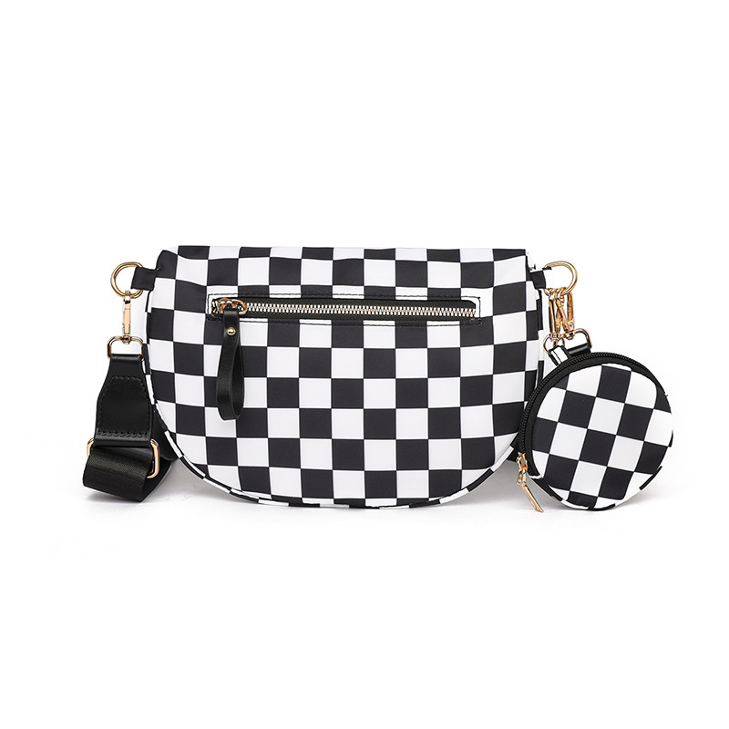 Ženska crossbody torba s kariranim uzorkom, oblik školjke, korejski stil, velika kapaciteta
