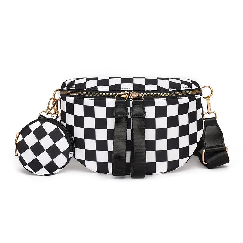 Ženska crossbody torba s kariranim uzorkom, oblik školjke, korejski stil, velika kapaciteta
