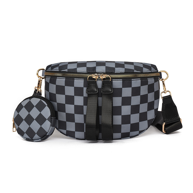 Ženska crossbody torba s kariranim uzorkom, oblik školjke, korejski stil, velika kapaciteta