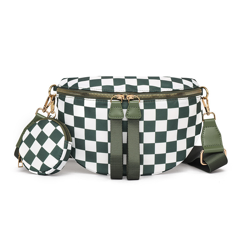 Ženska crossbody torba s kariranim uzorkom, oblik školjke, korejski stil, velika kapaciteta