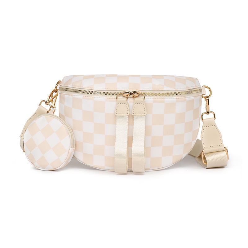 Ženska crossbody torba s kariranim uzorkom, oblik školjke, korejski stil, velika kapaciteta