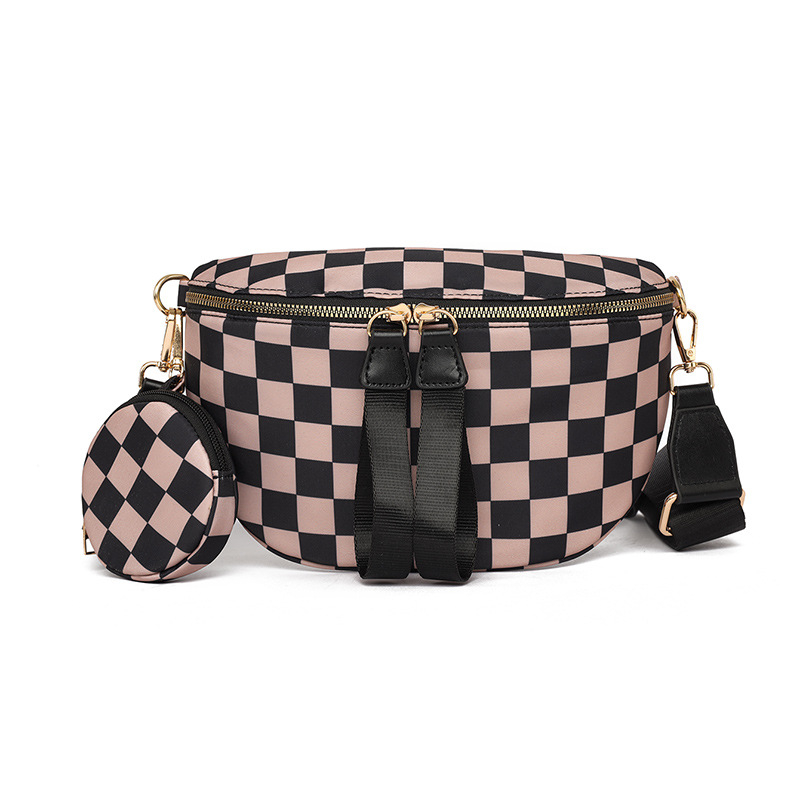 Ženska crossbody torba s kariranim uzorkom, oblik školjke, korejski stil, velika kapaciteta