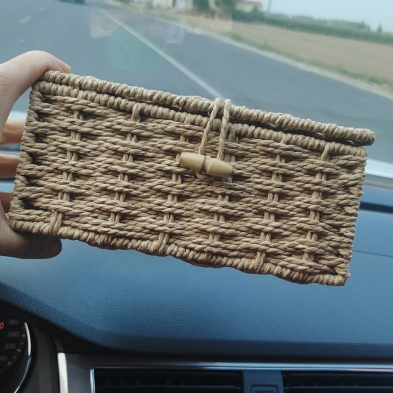 Ručno tkan kutija za maramice i pribor od bambusa, pogodna za dom, auto, dnevni boravak i restoran