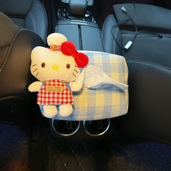 Slatka KT mačka kuhar za auto: kutija maramica na ploči, plišana figura