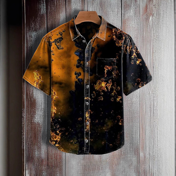 Muška kratka košulja za ljeto, kubanski stil, retro hawaii print, slobodan kroj