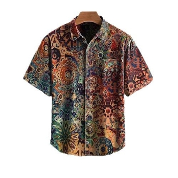 Muška kratka košulja za ljeto, kubanski stil, retro hawaii print, slobodan kroj