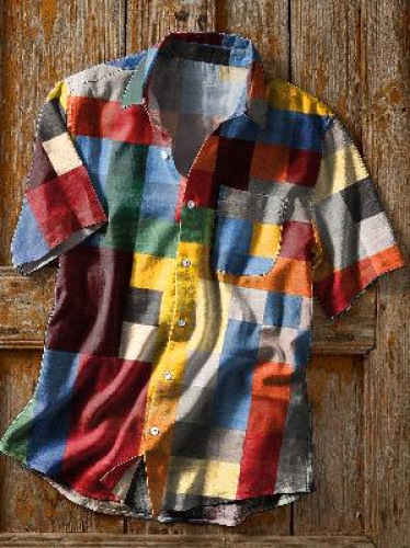Muška kratka košulja za ljeto, kubanski stil, retro hawaii print, slobodan kroj
