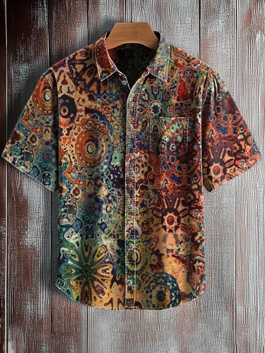 Muška kratka košulja za ljeto, kubanski stil, retro hawaii print, slobodan kroj