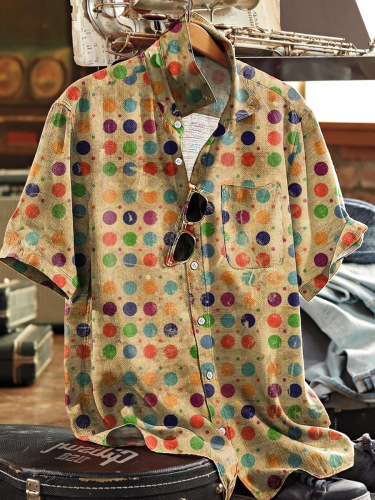 Muška kratka košulja za ljeto, kubanski stil, retro hawaii print, slobodan kroj