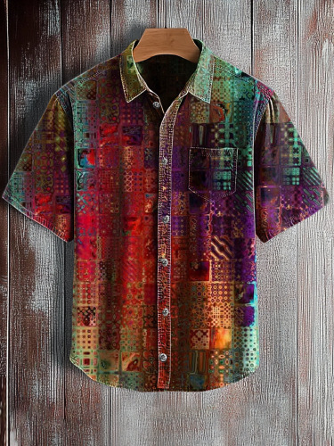 Muška kratka košulja za ljeto, kubanski stil, retro hawaii print, slobodan kroj