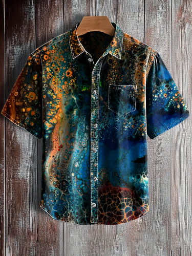 Muška kratka košulja za ljeto, kubanski stil, retro hawaii print, slobodan kroj