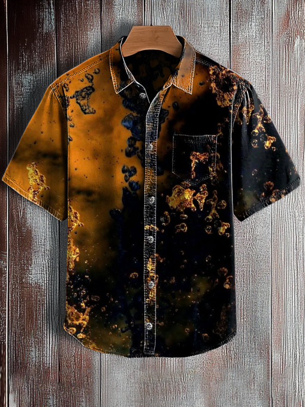 Muška kratka košulja za ljeto, kubanski stil, retro hawaii print, slobodan kroj