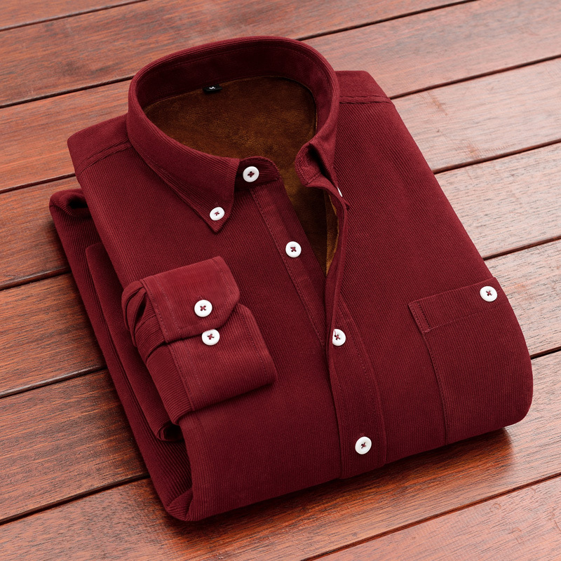 Ανδρικό πουκάμισο από Corduroy με fleece lining – χειμωνιάτικο, ζεστό, casual