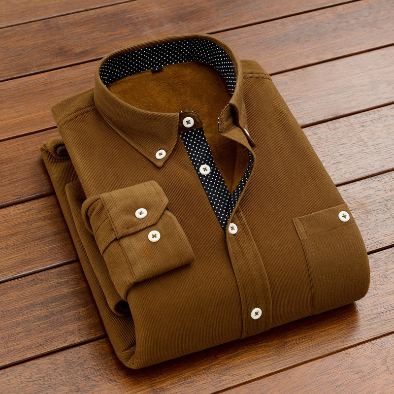 Ανδρικό πουκάμισο από Corduroy με fleece lining – χειμωνιάτικο, ζεστό, casual