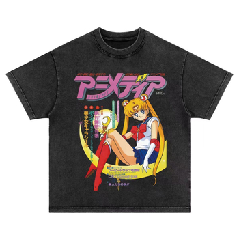 Muška T‑majica od pamuka s ispranim efektom, ulični hip-hop stil, retro casual, kratkim rukavima