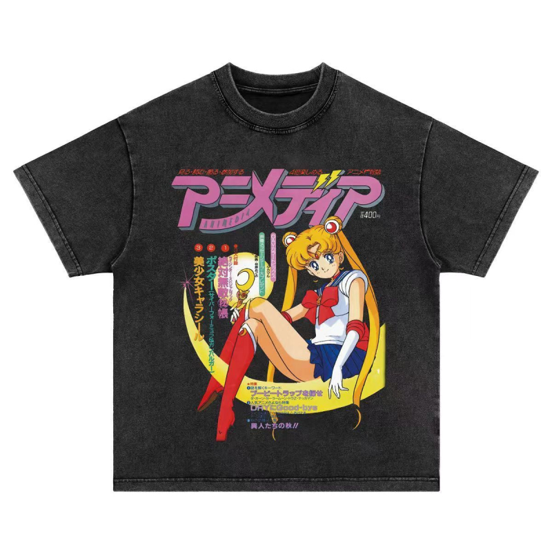 Muška T‑majica od pamuka s ispranim efektom, ulični hip-hop stil, retro casual, kratkim rukavima