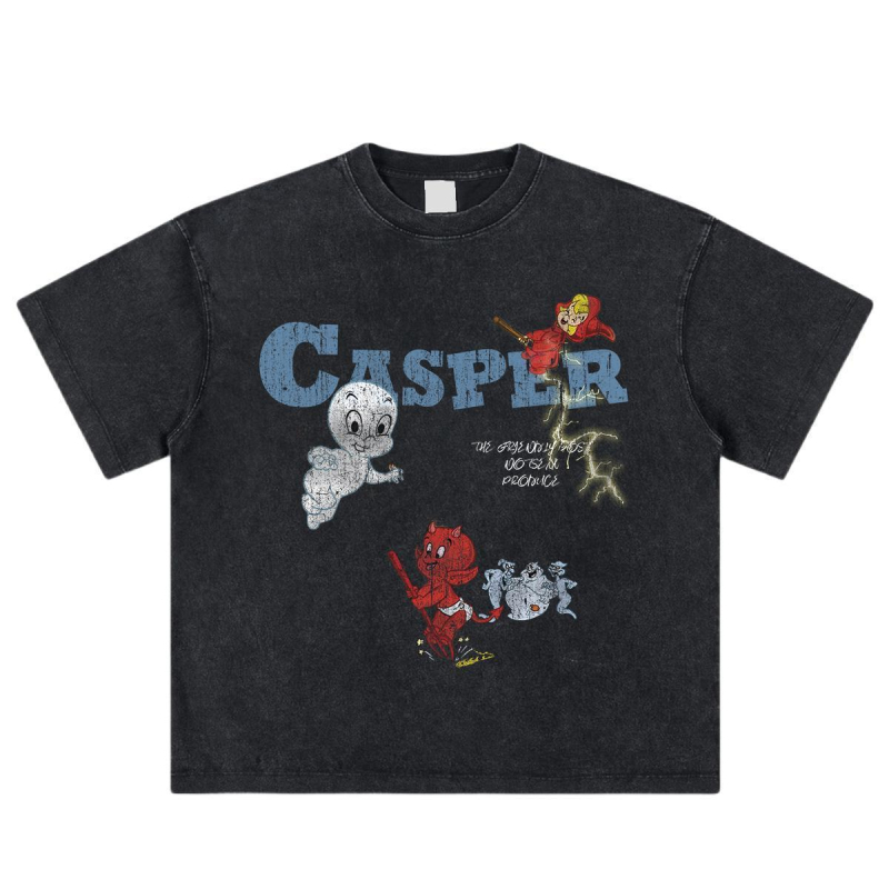Muška T‑majica od pamuka s ispranim efektom, ulični hip-hop stil, retro casual, kratkim rukavima