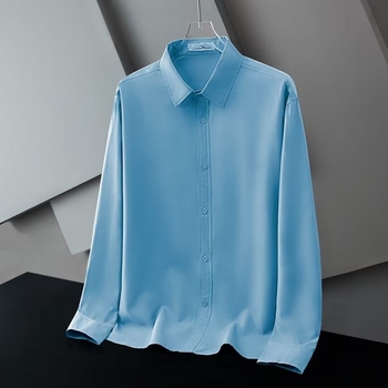 Ανδρικό λευκό πουκάμισο με μακριά μανίκια, business casual, χωρίς σιδέρωμα, αντιρυτιδικό