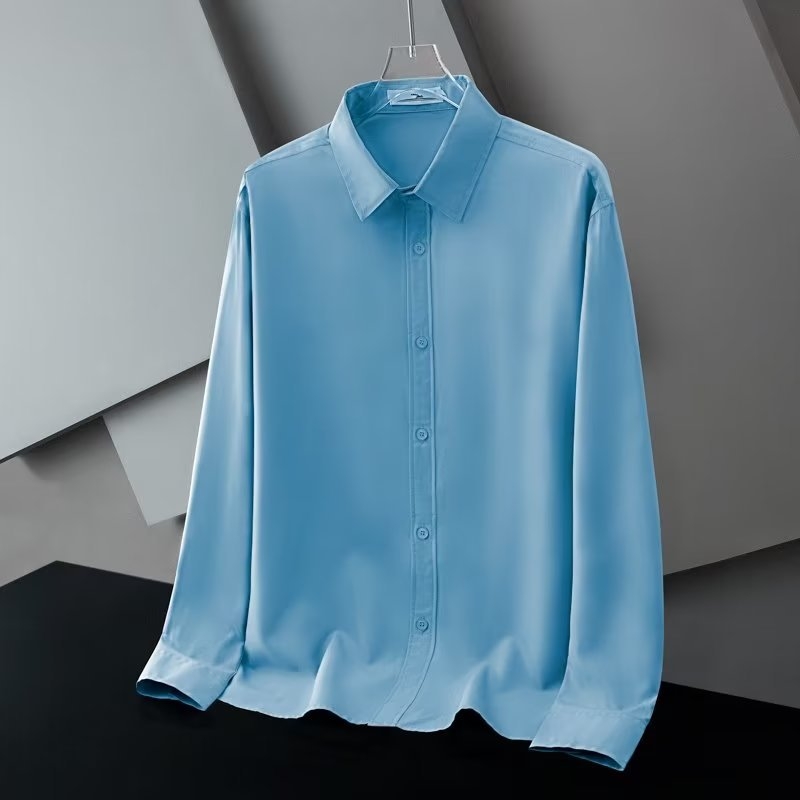 Ανδρικό λευκό πουκάμισο με μακριά μανίκια, business casual, χωρίς σιδέρωμα, αντιρυτιδικό