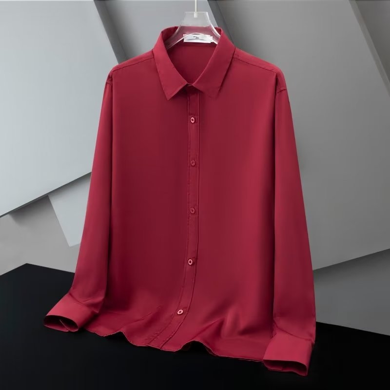 Ανδρικό λευκό πουκάμισο με μακριά μανίκια, business casual, χωρίς σιδέρωμα, αντιρυτιδικό