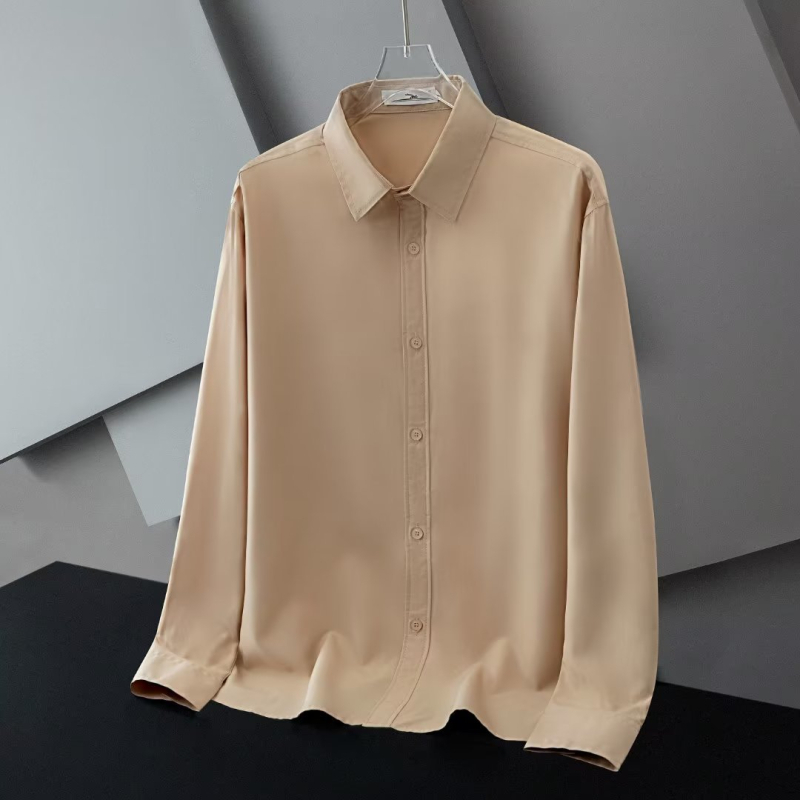 Ανδρικό λευκό πουκάμισο με μακριά μανίκια, business casual, χωρίς σιδέρωμα, αντιρυτιδικό