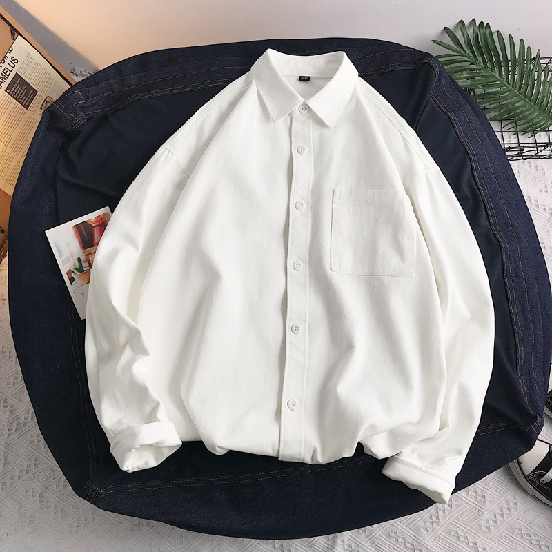 Košulja s dugim rukavima od 100% pamuka, labav kroj, oprana tkanina, japanski stil