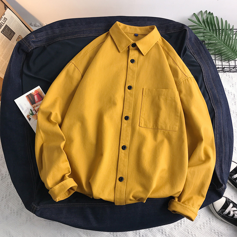 Košulja s dugim rukavima od 100% pamuka, labav kroj, oprana tkanina, japanski stil