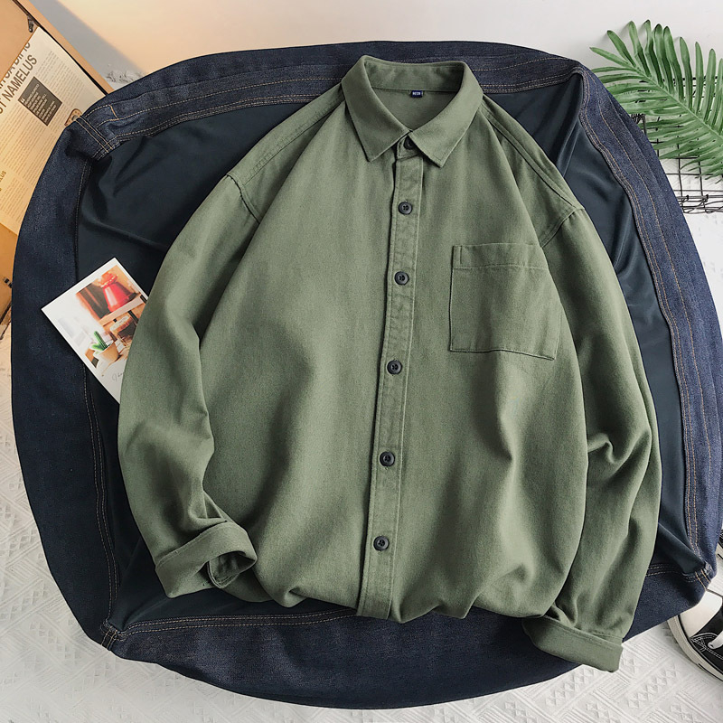 Košulja s dugim rukavima od 100% pamuka, labav kroj, oprana tkanina, japanski stil