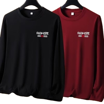 Ανδρικό μακρυμάνικο T-shirt με στρογγυλό λαιμό, φλις επένδυση, εκτύπωση, κατάλληλο για άνοιξη και φθινοπωρο