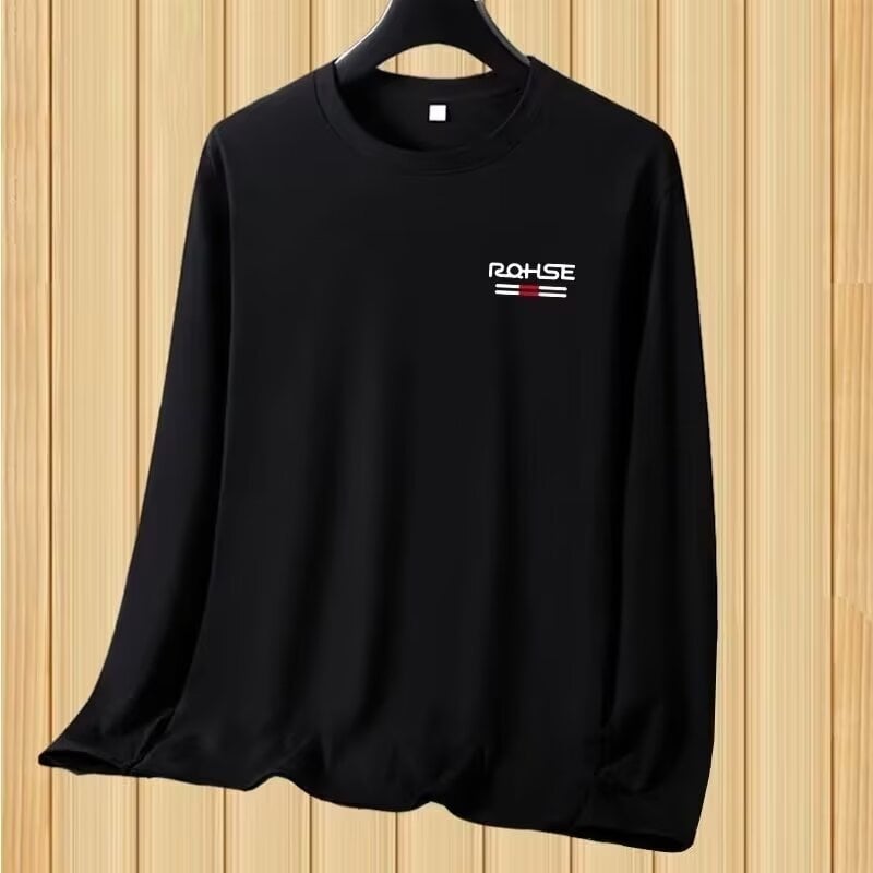 Ανδρικό μακρυμάνικο T-shirt με στρογγυλό λαιμό, φλις επένδυση, εκτύπωση, κατάλληλο για άνοιξη και φθινοπωρο