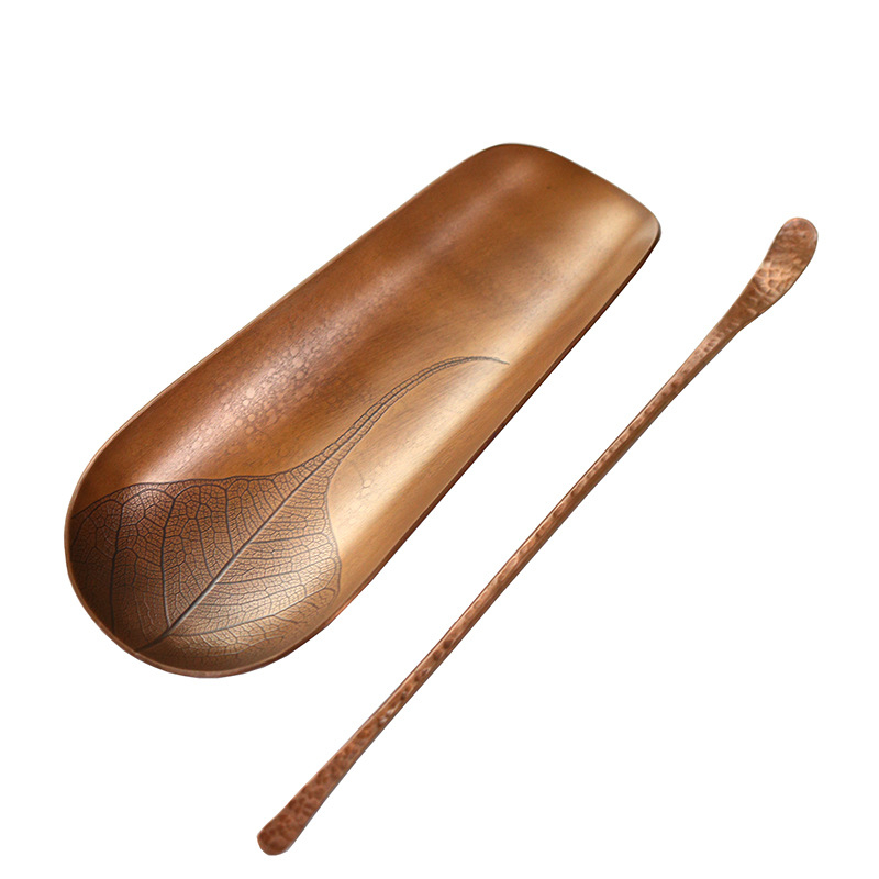 Retro stil purpurno-bakreni gravirani čajni alati, dvodijelni set za Zen Gongfu čajnu ceremoniju
