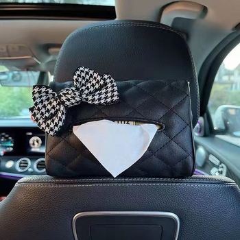 Kožna kutija za maramice za auto s mašnicom, visi s stražnjeg naslona, višenamjenska kutija za naslon za ruku i maramice