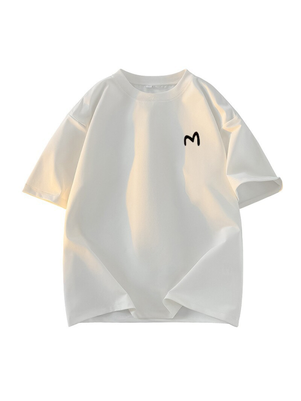 Teška pamučna kratkih rukava muška majica, slobodan kroj, spuštena ramena, okrugli ovratnik, casual stil za parove