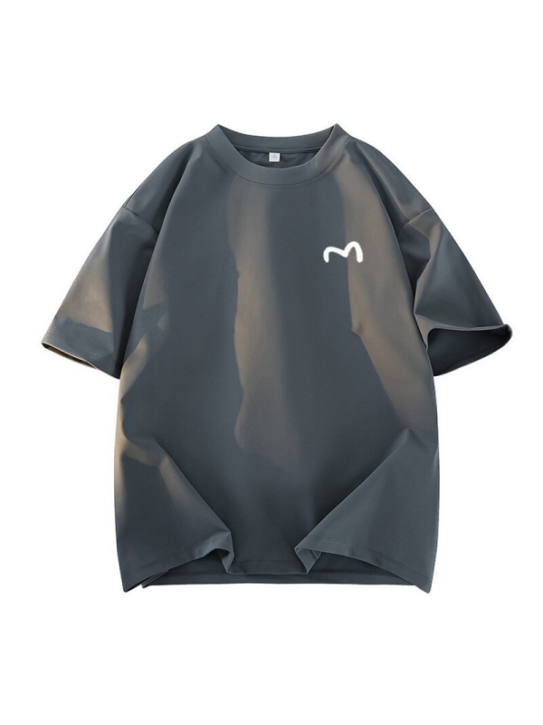 Teška pamučna kratkih rukava muška majica, slobodan kroj, spuštena ramena, okrugli ovratnik, casual stil za parove