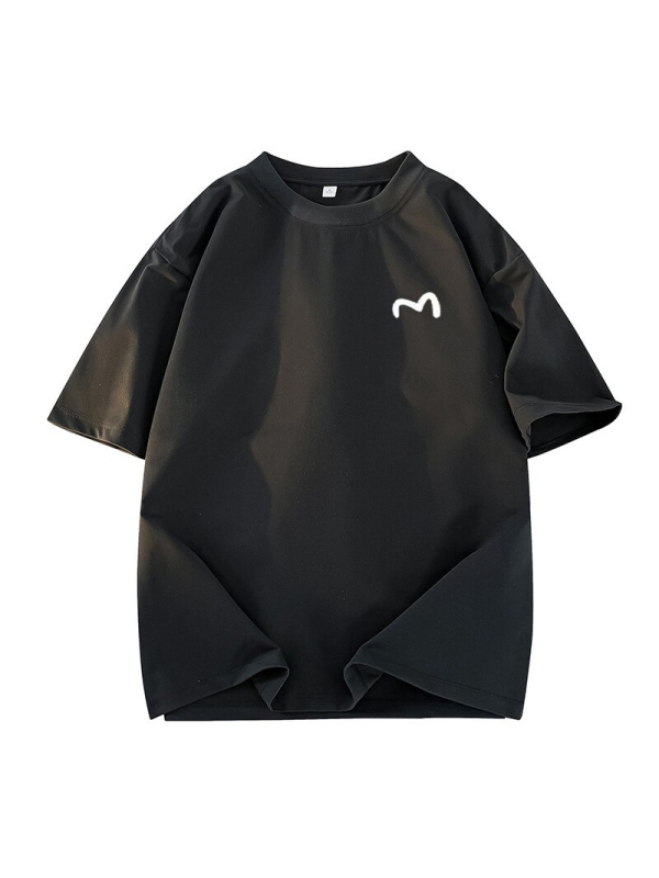 Teška pamučna kratkih rukava muška majica, slobodan kroj, spuštena ramena, okrugli ovratnik, casual stil za parove